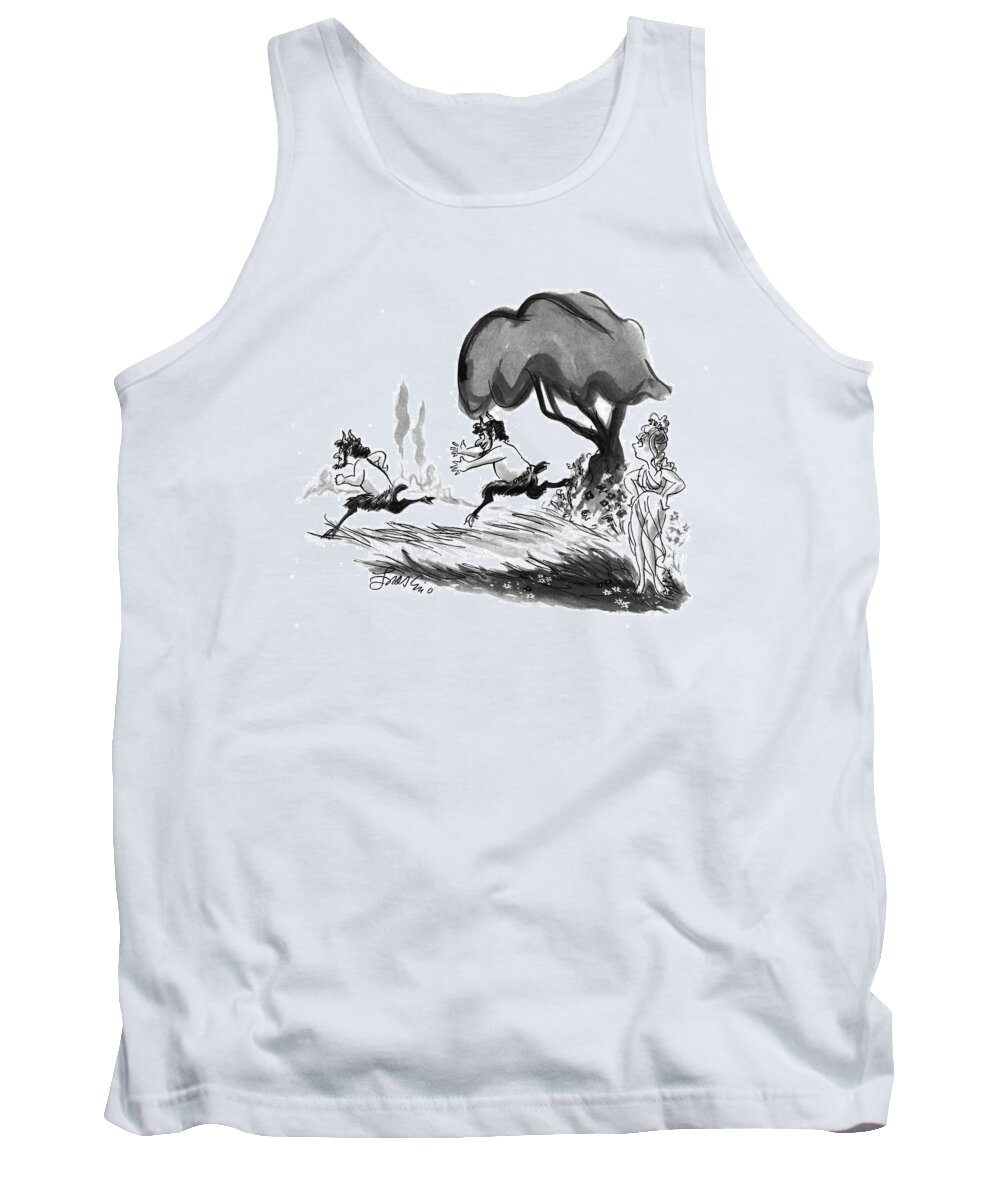 (surprised Nymph Watches As One Satyr Chases Another)
Books Tank Top featuring the drawing New Yorker May 3rd, 1993 by Edward Frascino