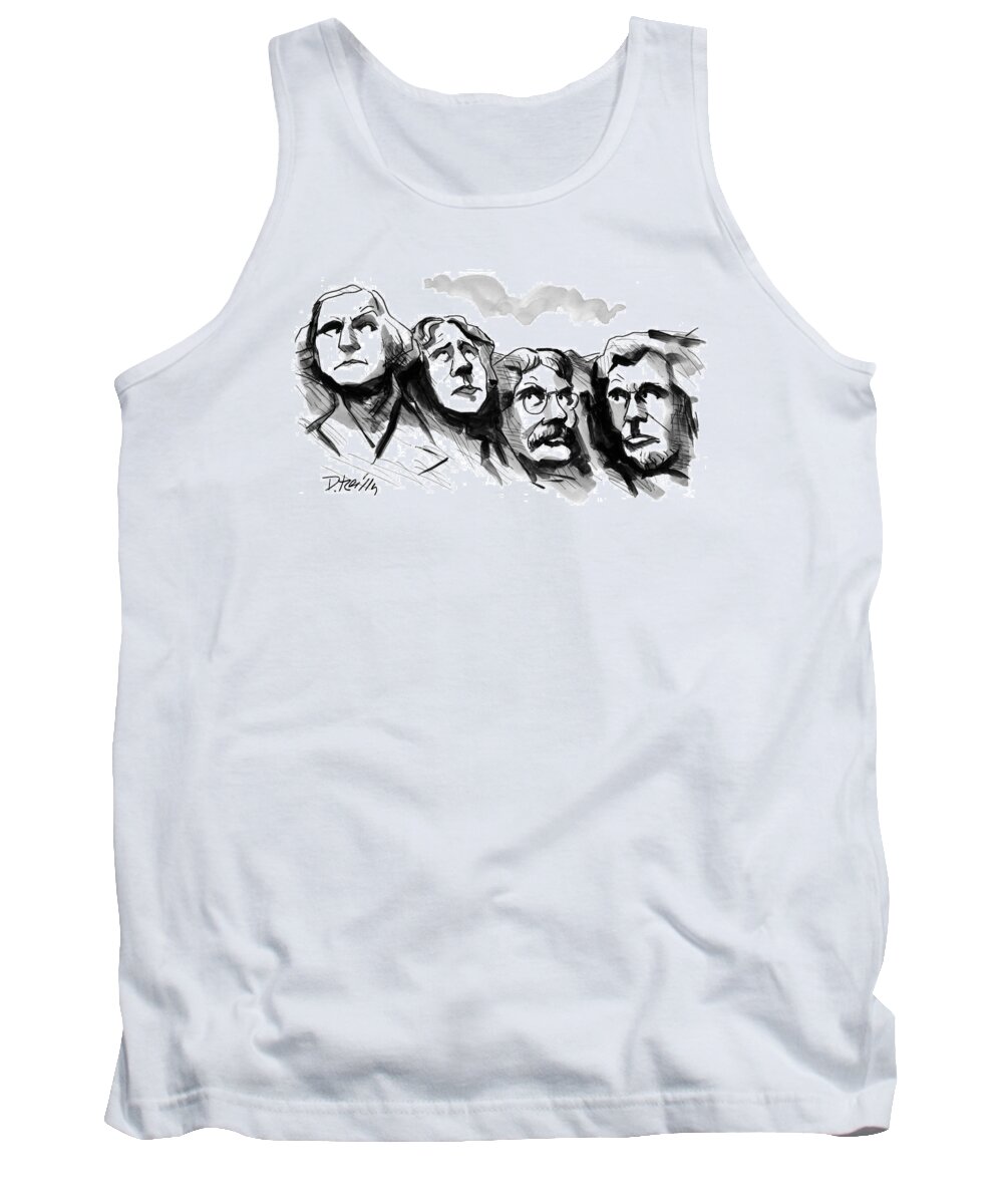 Mount Rushmore Tank Top featuring the drawing New Yorker November 16th, 1998 by Donald Reilly