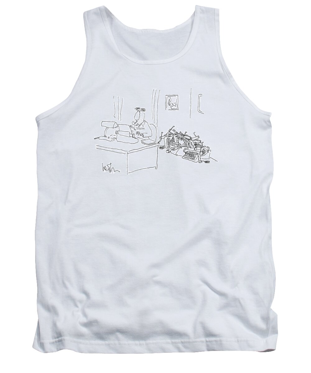 Writing Tank Top featuring the drawing New Yorker November 8th, 1982 by Arnie Levin