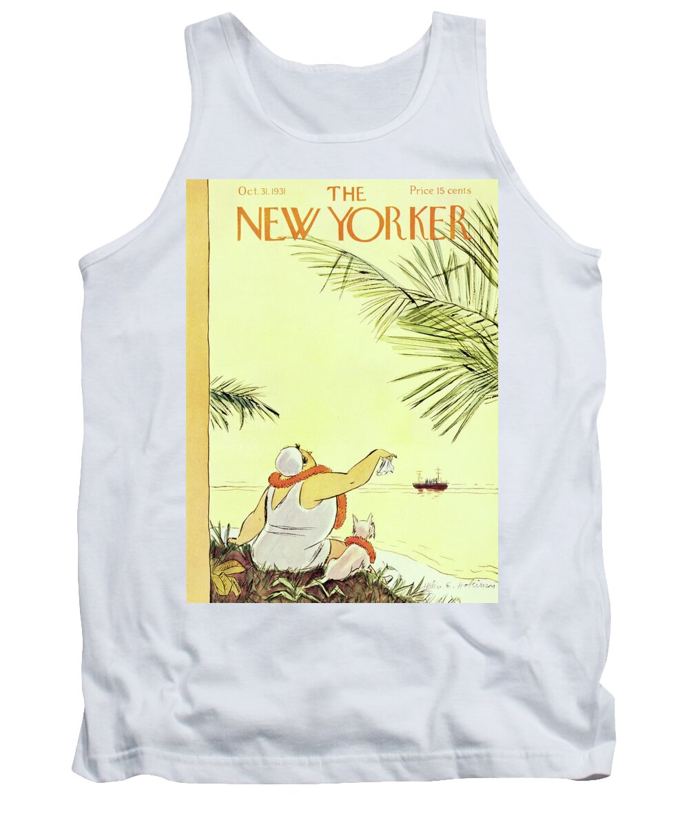 Illustration Tank Top featuring the painting New Yorker October 31 1931 by Helene E Hokinson