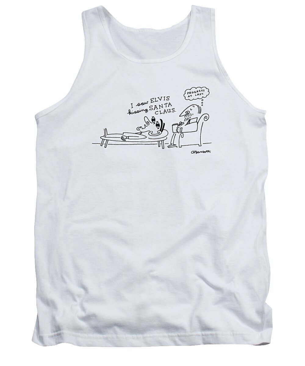 
Strange Looking Man On Psychiatrist's Couch Singing Tank Top featuring the drawing New Yorker September 19th, 1988 by Charles Barsotti