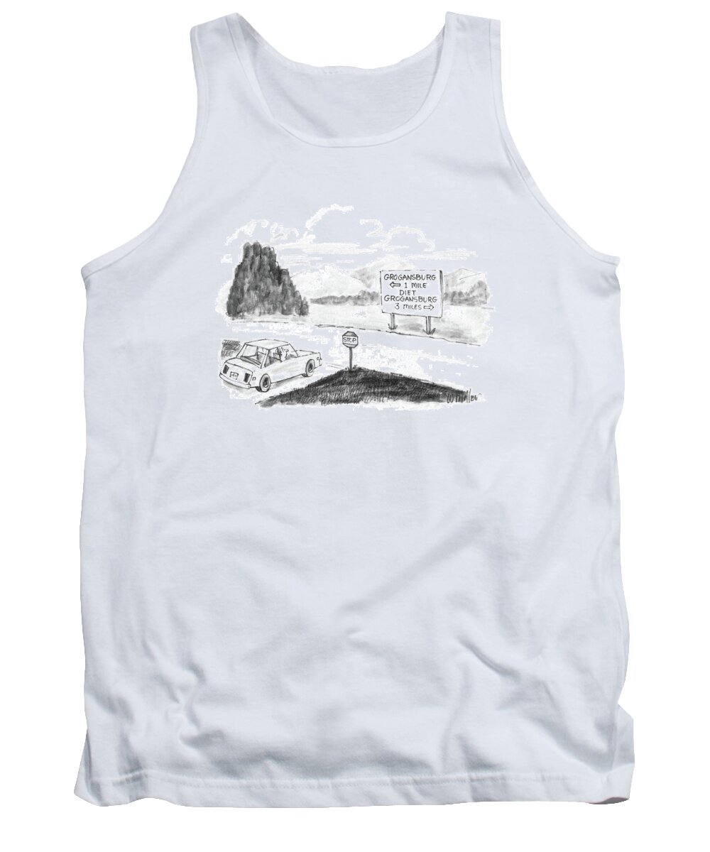Food Tank Top featuring the drawing New Yorker September 8th, 1986 by Warren Miller