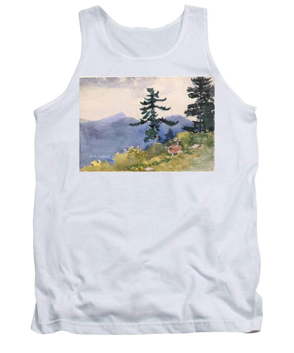 Winslow Homer Tank Top featuring the painting North Woods Club by Celestial Images