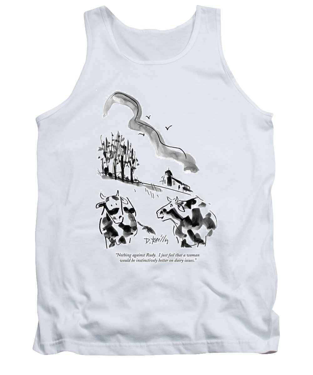 Giuliani Tank Top featuring the drawing Nothing Against Rudy. I Just Feel That A Woman by Donald Reilly