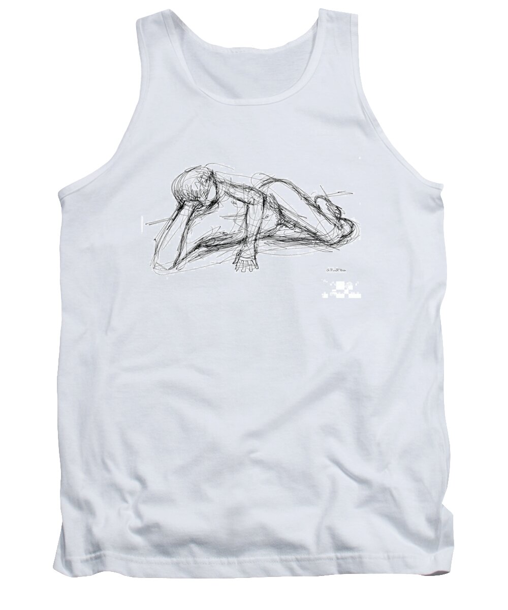 Male Sketches Tank Top featuring the drawing Nude Male Sketches 5 by Gordon Punt