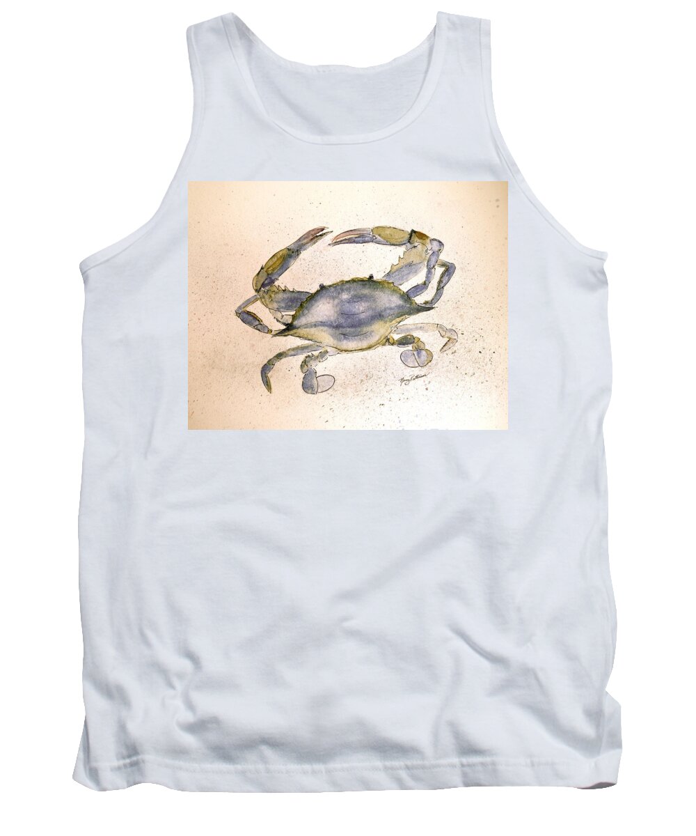 Crab Tank Top featuring the painting Old Blue Crab by Nancy Patterson