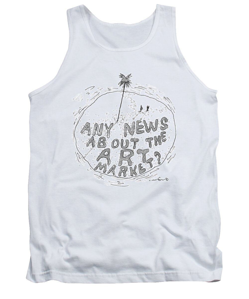 Captionless Desert Island Tank Top featuring the drawing On A Desert Island by Michael Crawford