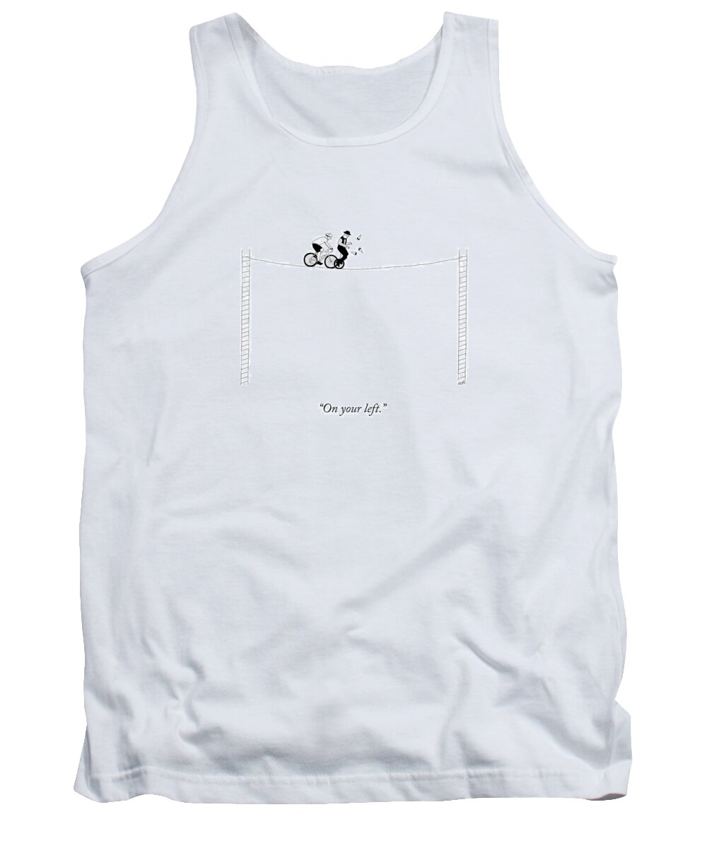 Tightrope Tank Top featuring the drawing On Your Left by Seth Fleishman