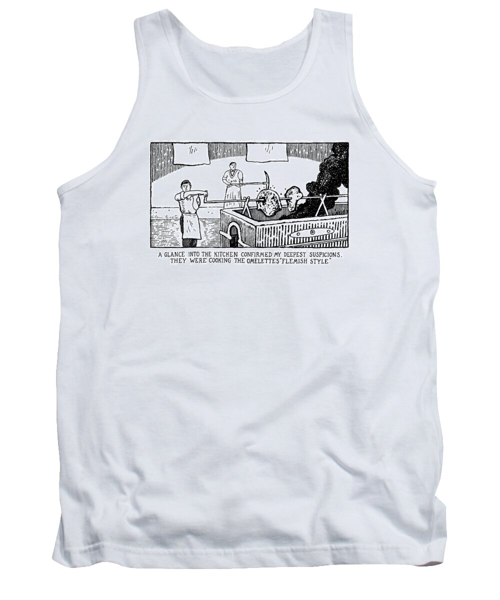 Dining Tank Top featuring the drawing One Glance Into The Kitchen Confirmed My Deepest by Glen Baxter