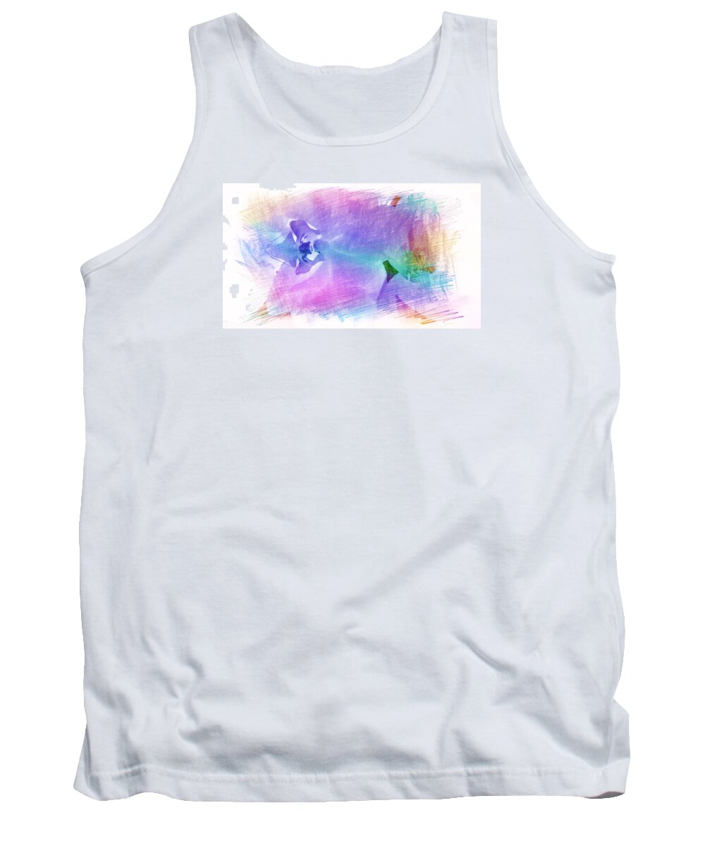 Floral Tank Top featuring the painting Petals in Violet Blue by Xueyin Chen