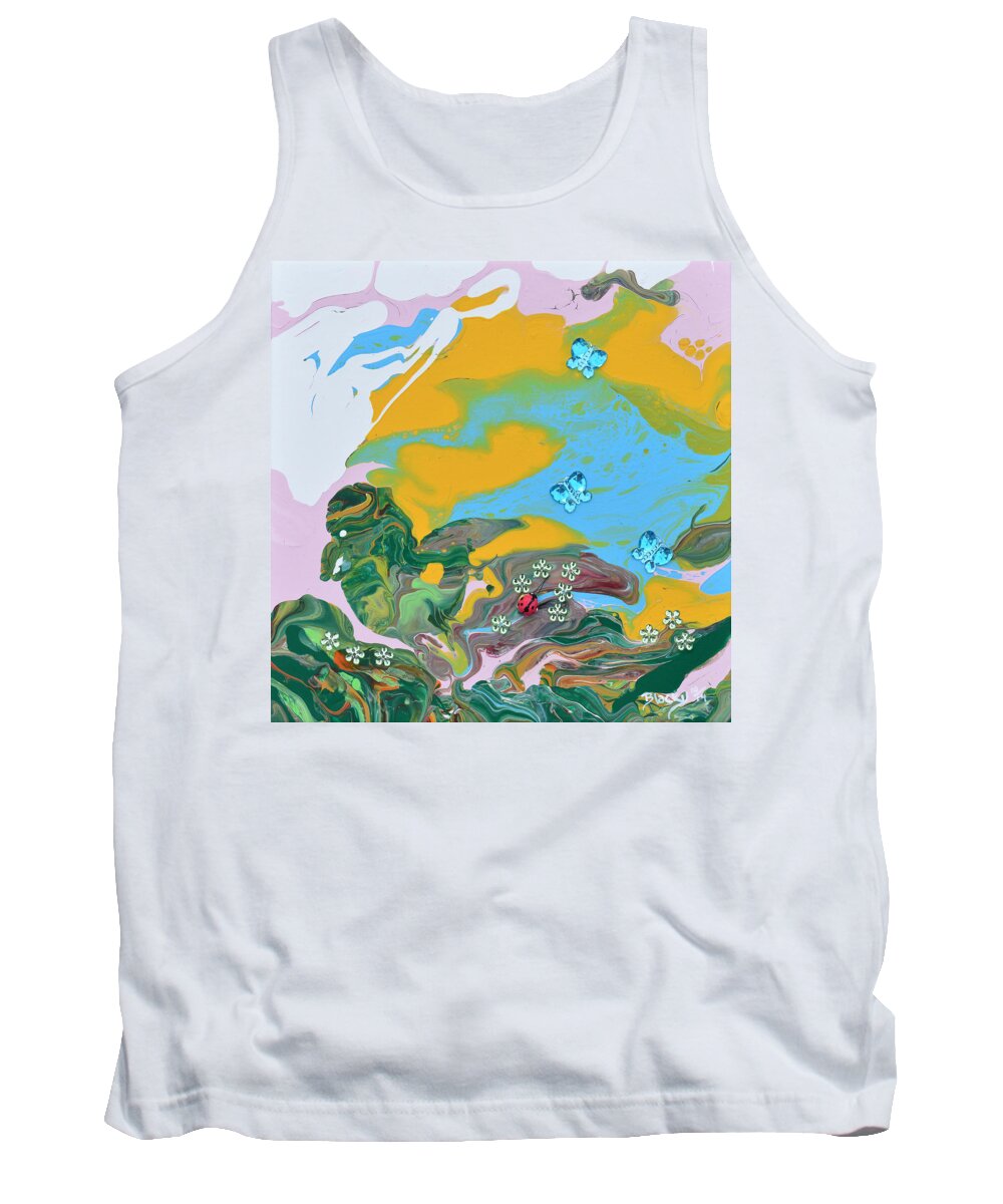 Modern Tank Top featuring the painting Out Grazing For Bugs by Donna Blackhall