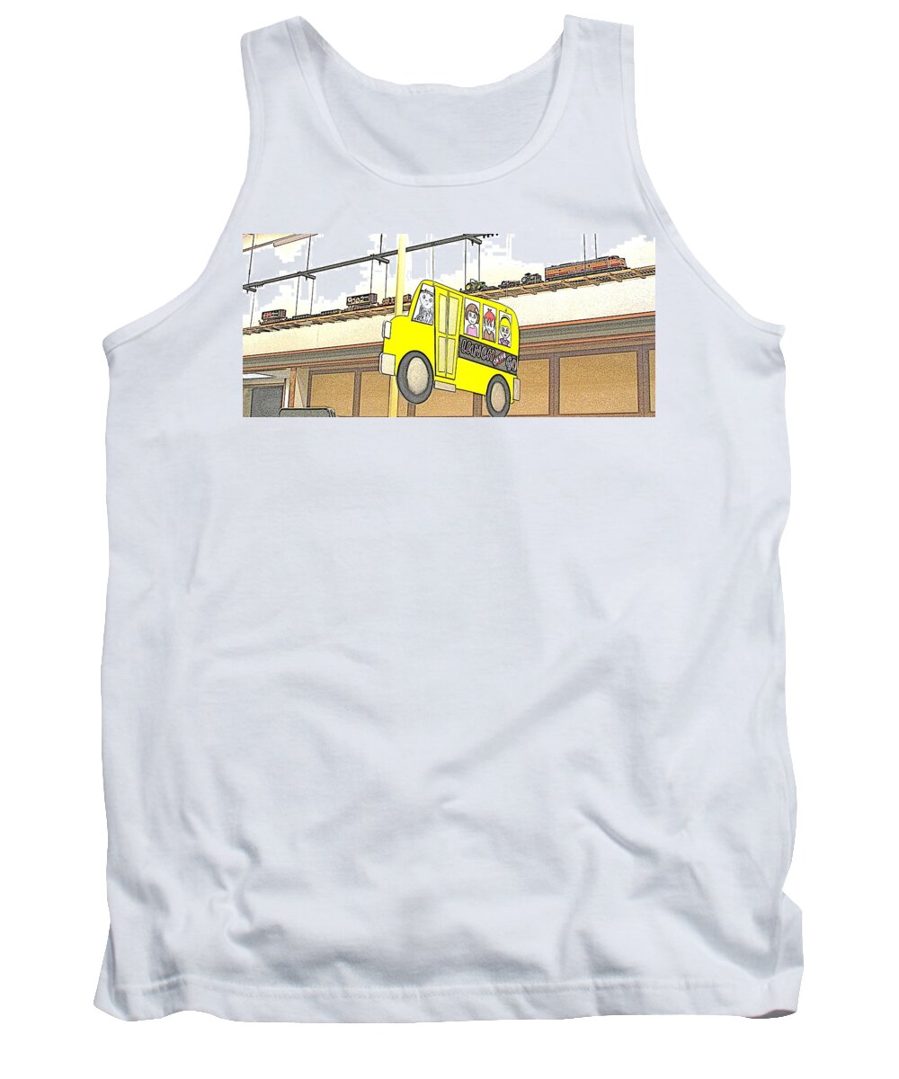 Sign Tank Top featuring the photograph Overhead Train by Pamela Hyde Wilson