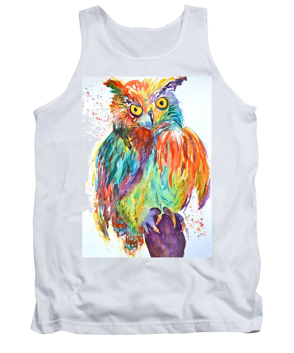 Owl Tank Top featuring the painting Owl Be Seeing You by Beverley Harper Tinsley