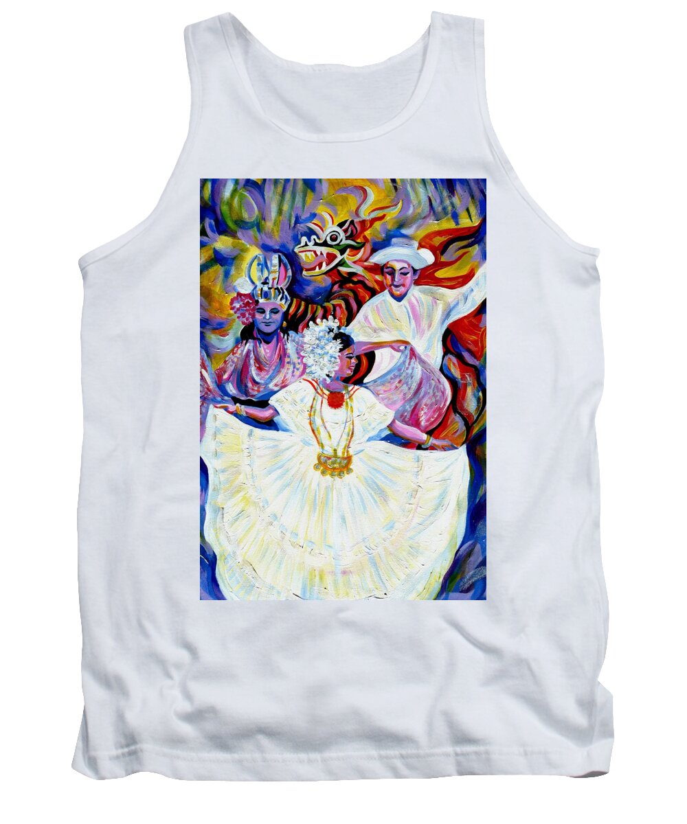 Travel Tank Top featuring the painting Panama Carnival. Fiesta by Anna Duyunova