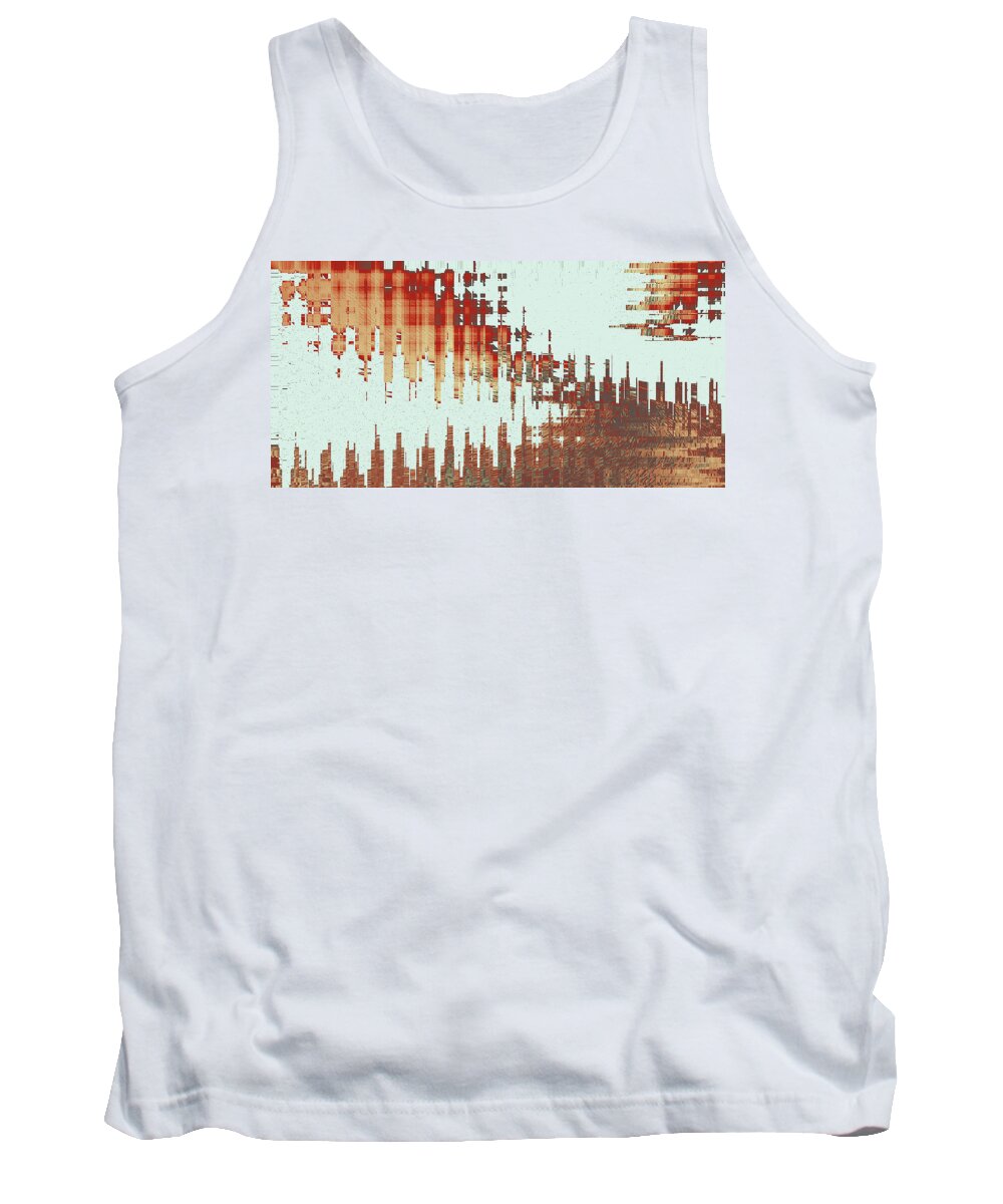 Abstract Cityscape Tank Top featuring the digital art Panoramic City Reflection by Ben and Raisa Gertsberg