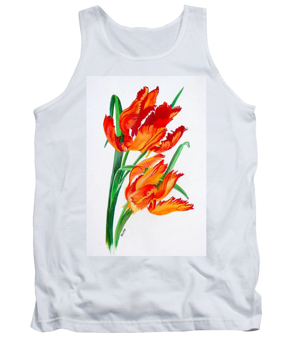 Tulips Tank Top featuring the painting Parrot Tulips by Taiche Acrylic Art