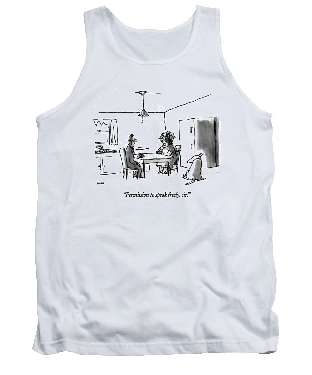 
Military Jargon Tank Top featuring the drawing Permission To Speak Freely by George Booth