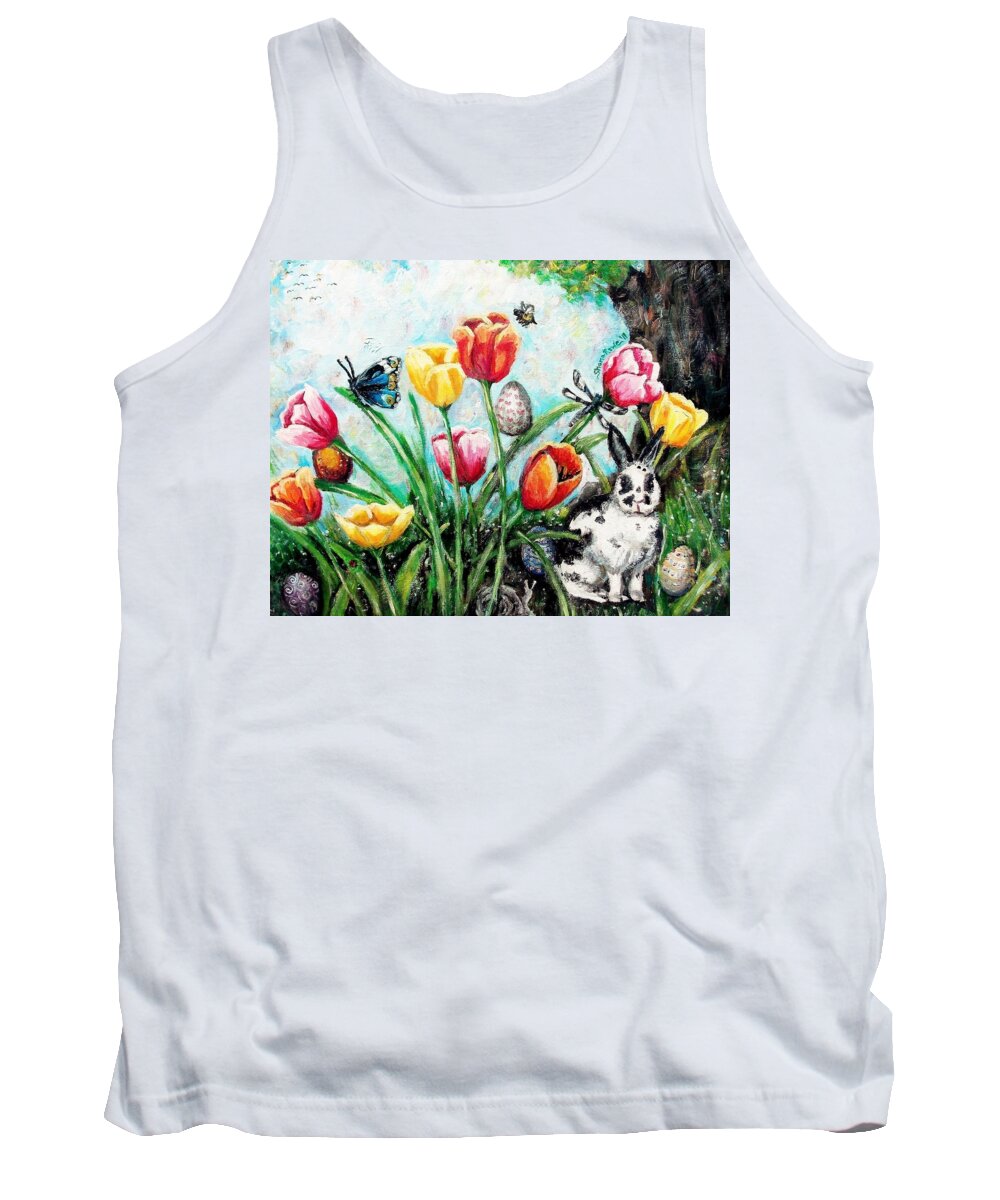 Easter Tank Top featuring the painting Peters Easter Garden by Shana Rowe Jackson