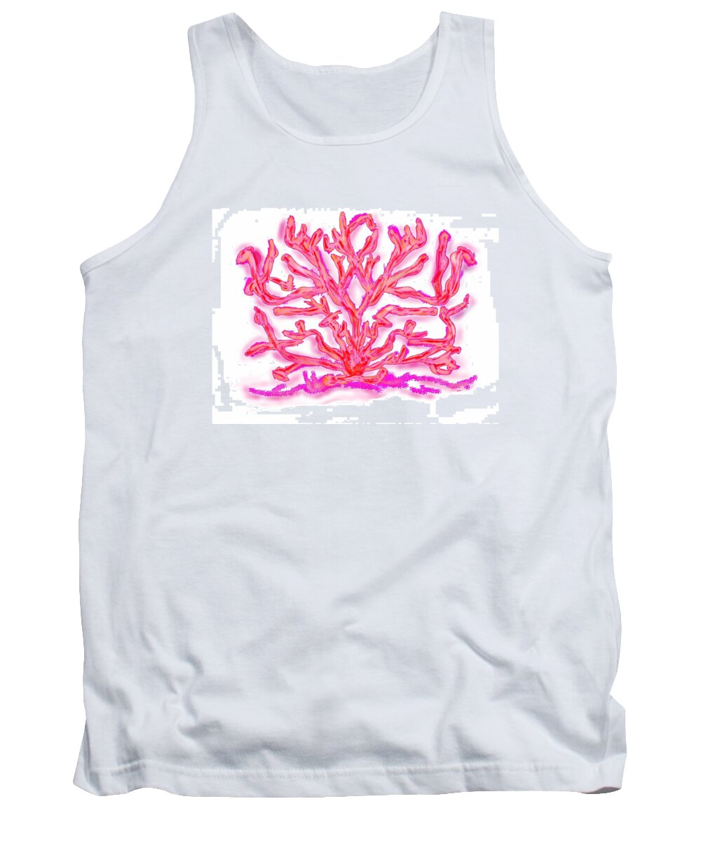 Sea Tank Top featuring the digital art Pink Coral by Christine Fournier