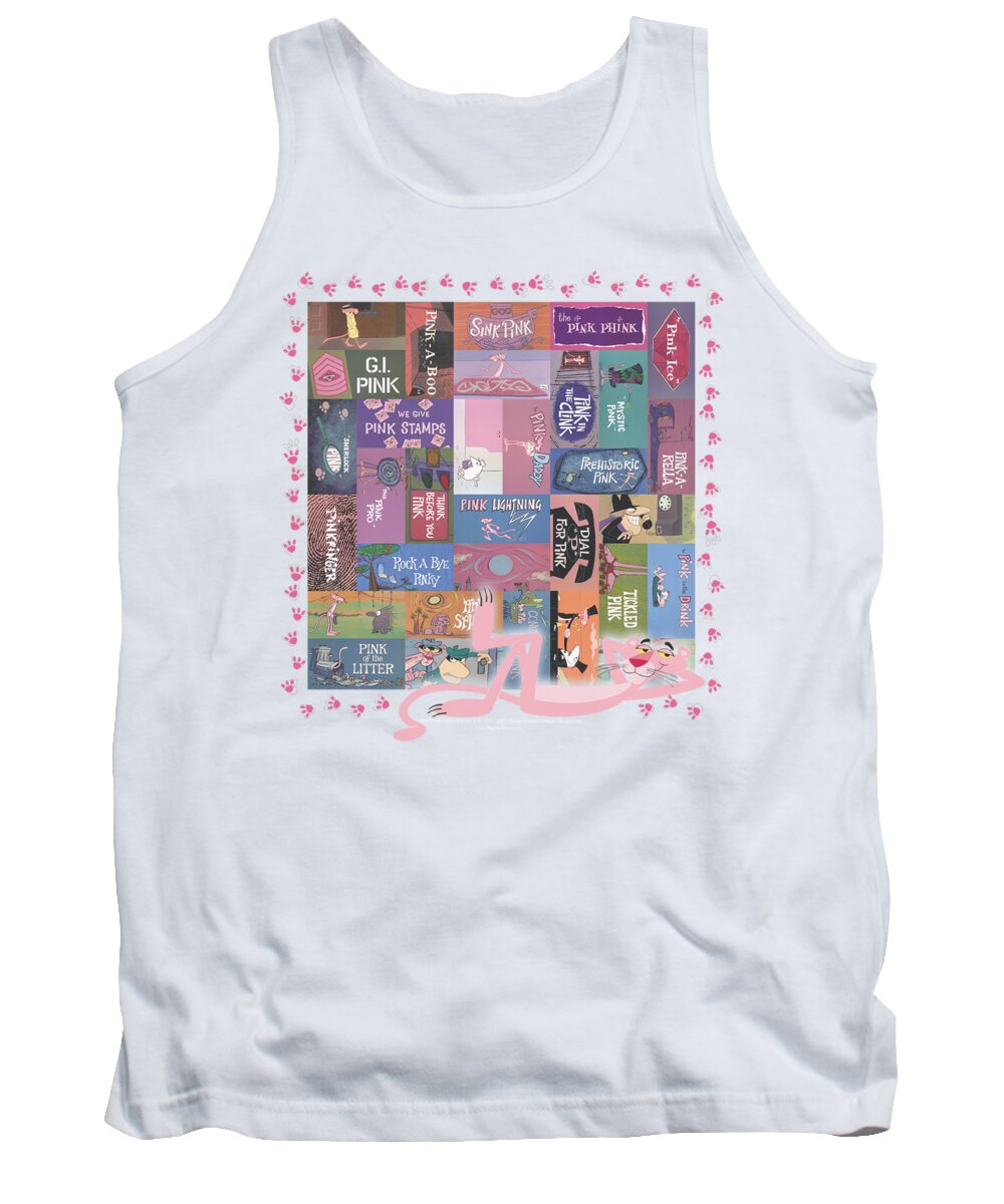  Tank Top featuring the digital art Pink Panther - Vintage Titles by Brand A