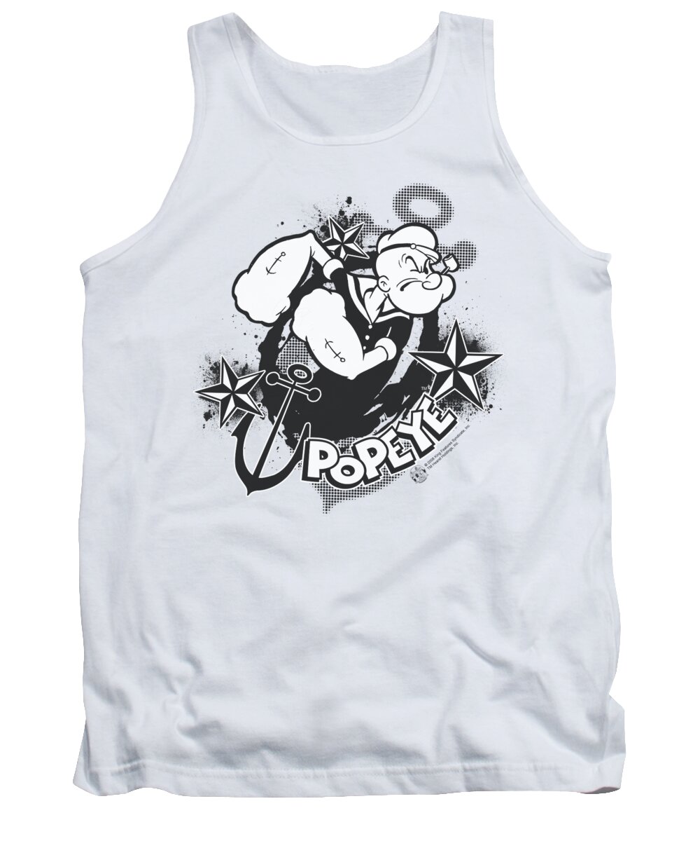 Popeye Tank Top featuring the digital art Popeye - Stars And Anchor by Brand A