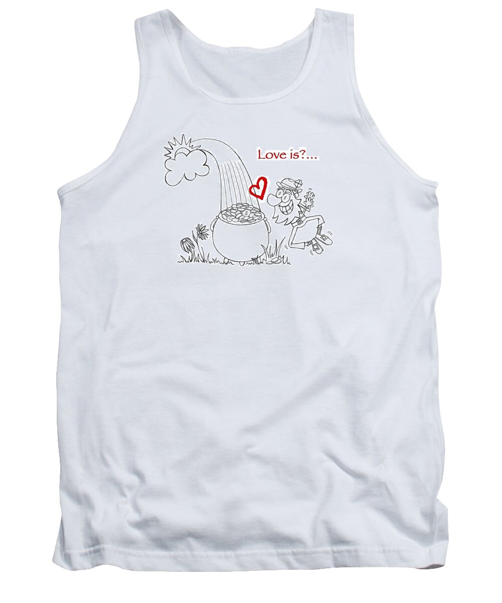Valentine Tank Top featuring the drawing Pot of Gold Valentines by Konni Jensen
