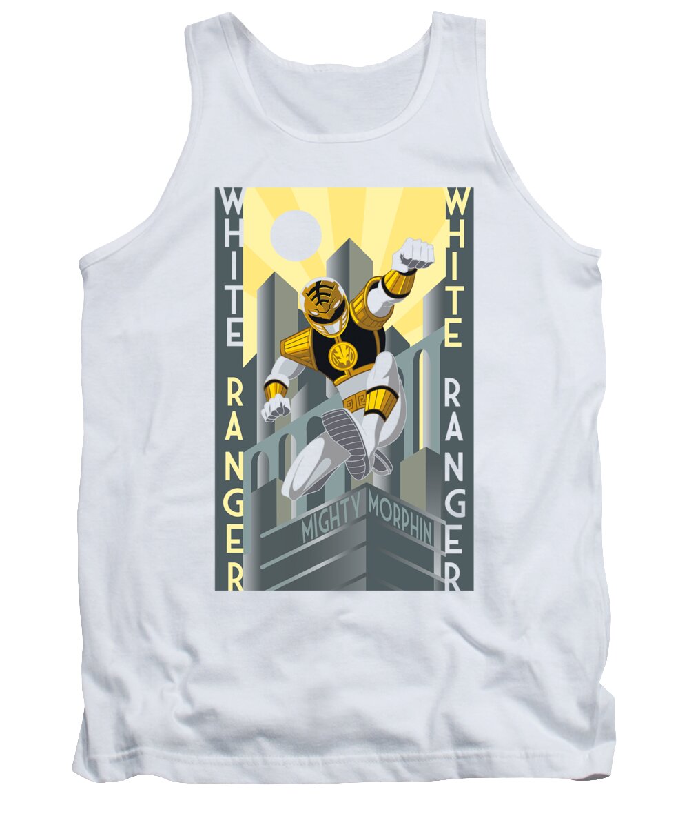  Tank Top featuring the digital art Power Rangers - White Ranger Deco by Brand A