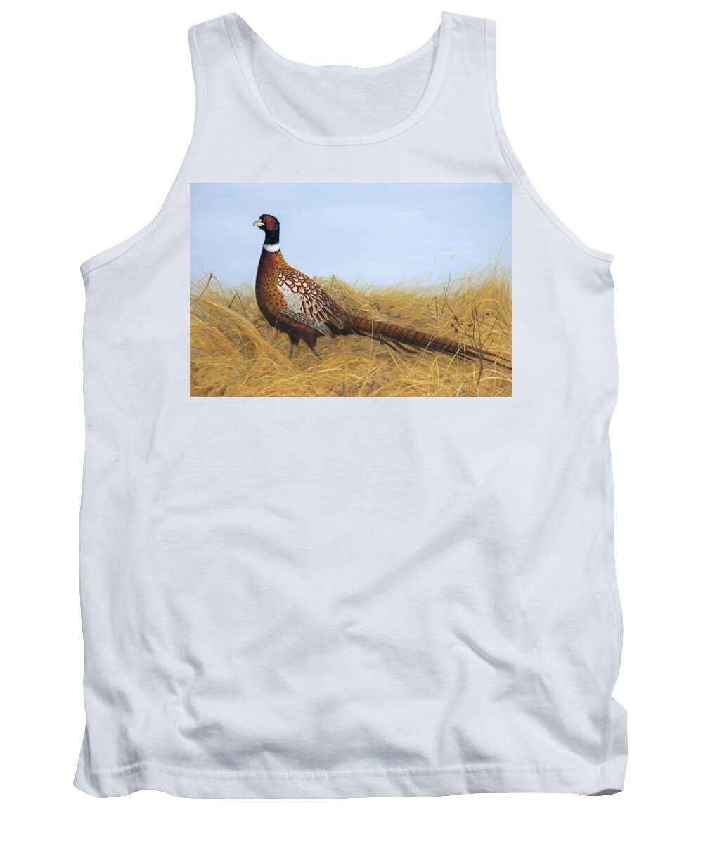 Ring-necked Pheasant Tank Top featuring the painting Prairie Splendor by Tammy Taylor