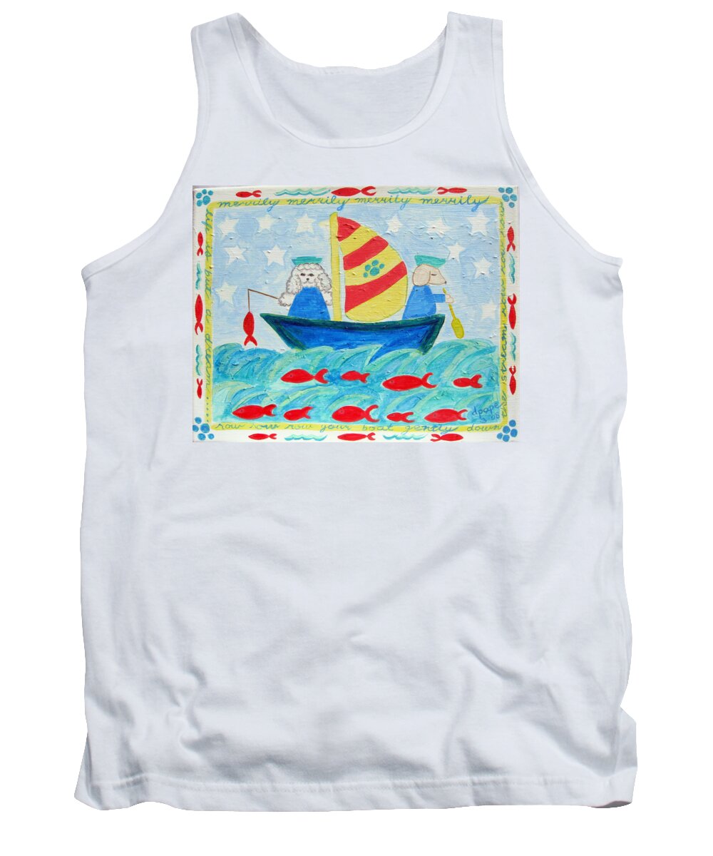 Puppies Tank Top featuring the painting Puppy Sailors by Diane Pape