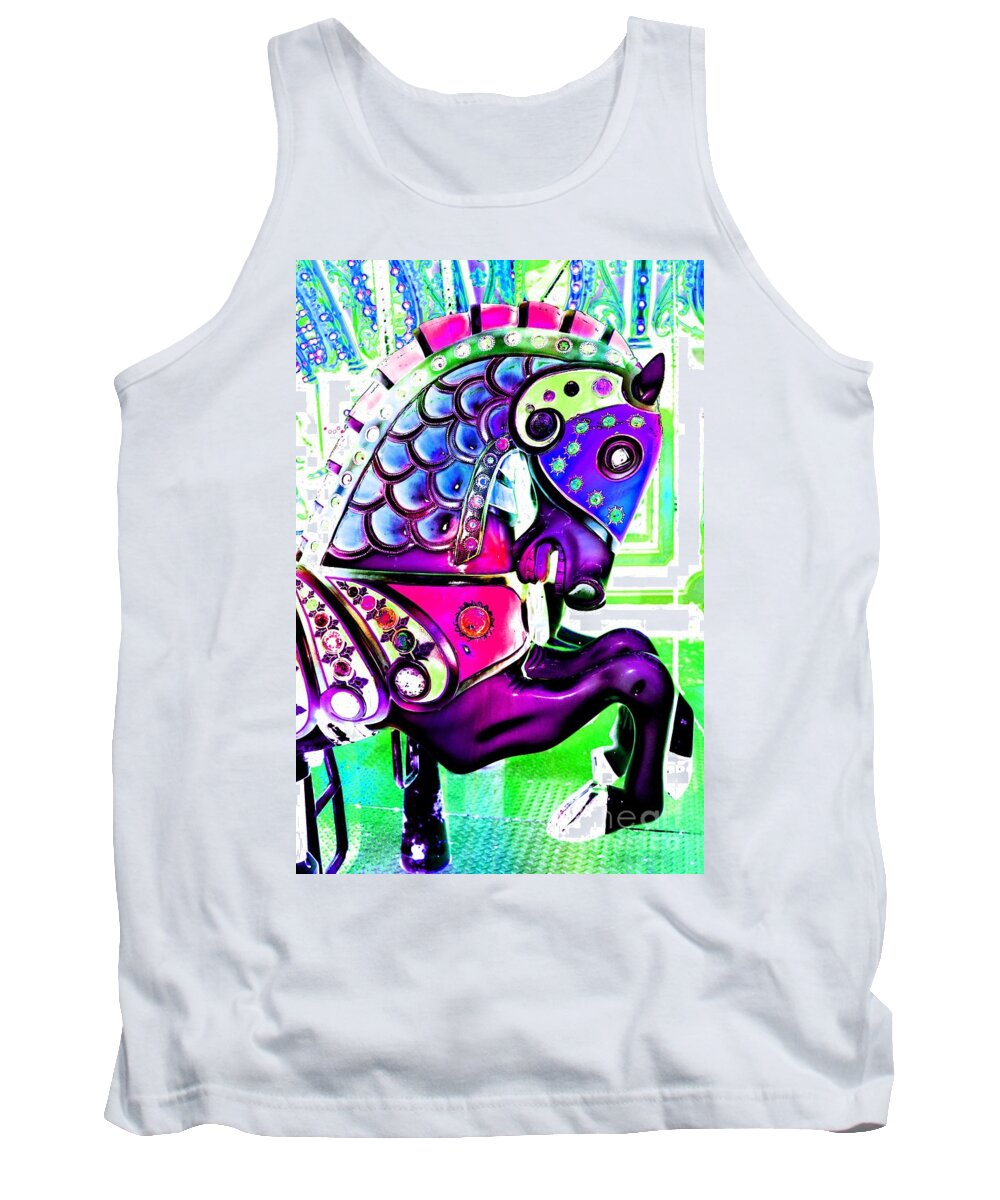 Carousel Tank Top featuring the digital art Purple Carousel Horse by Patty Vicknair