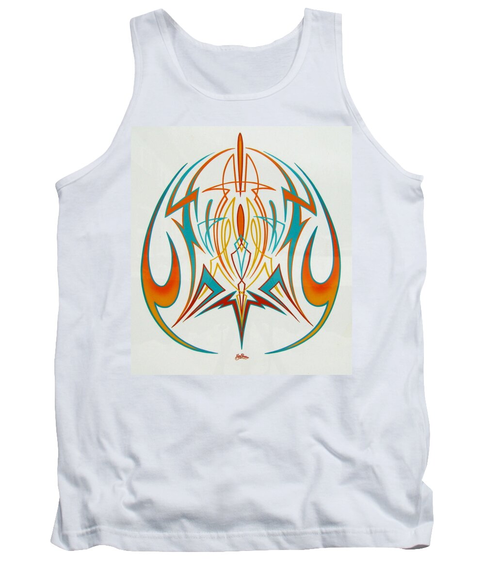 Southwest Pinstriping Design Tank Top featuring the painting Question of balance by Alan Johnson