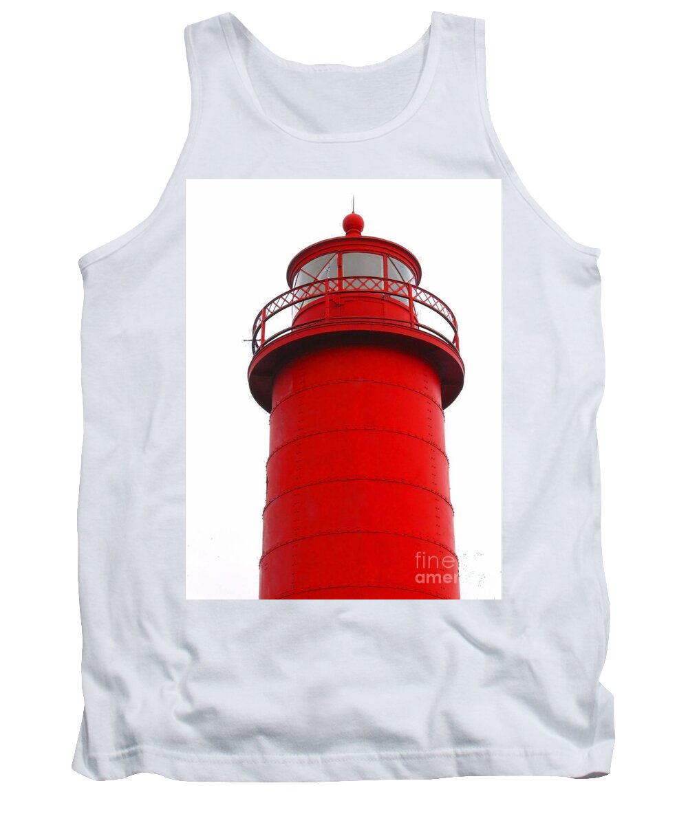 Lighthouse Tank Top featuring the photograph Really Red Lighthouse by Ann Horn