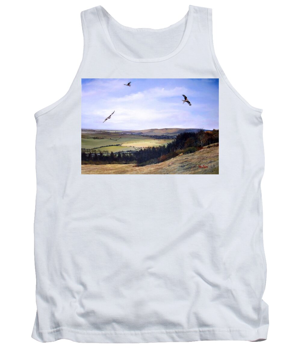  Red Kites Tank Top featuring the painting Red Kites at Coombe Hill by Barry BLAKE