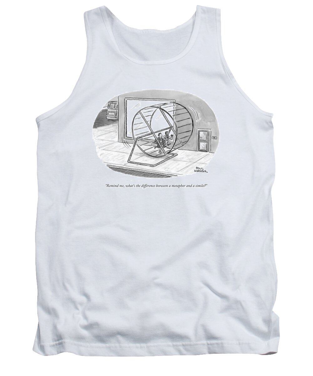Literary Terminology Tank Top featuring the drawing Remind Me, What's The Difference by Paul Karasik