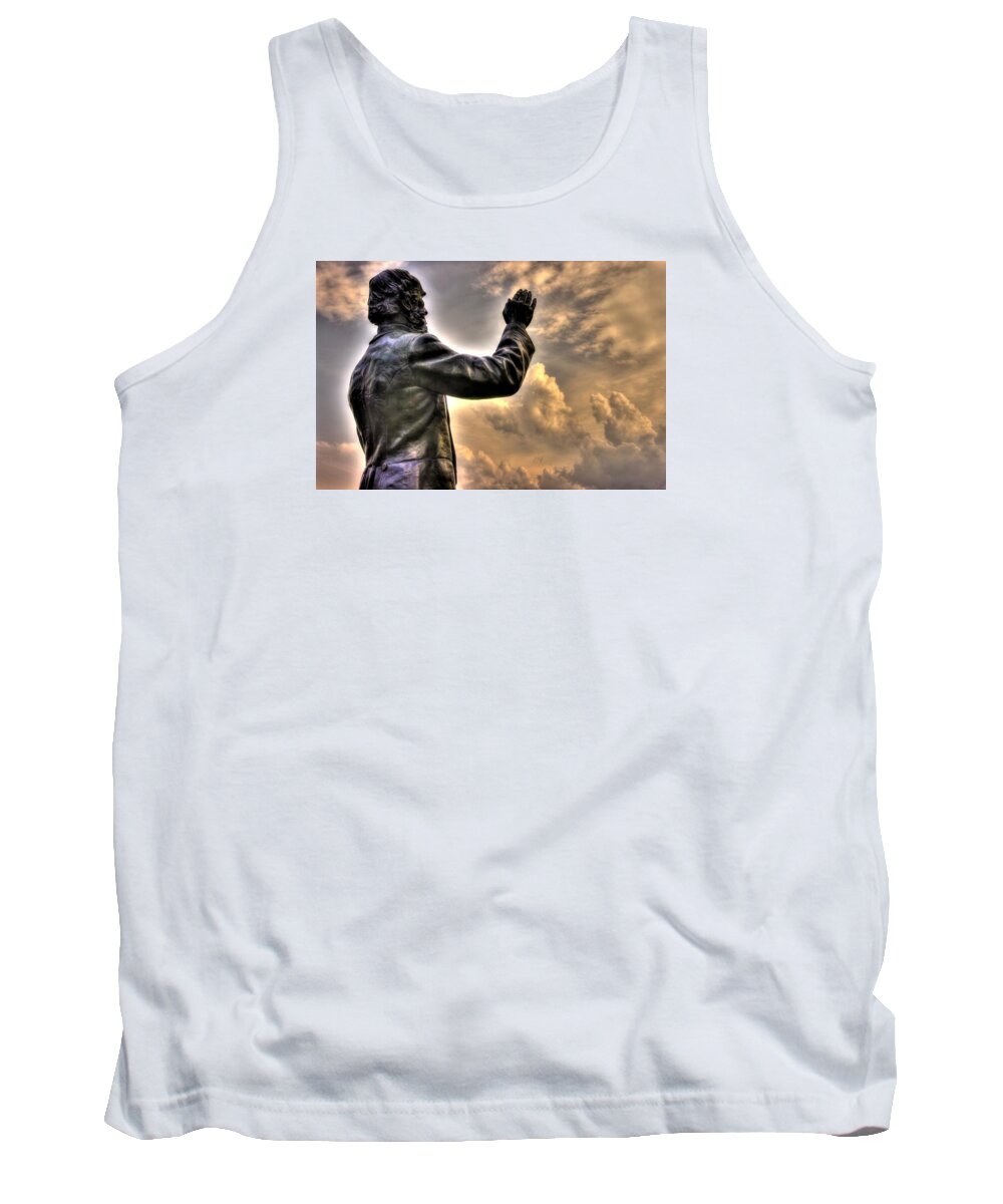 Civil War Tank Top featuring the photograph Rev. Father William E. Corby C S C - Blessing the Troops of the 88th New York Infantry Irish Brigade by Michael Mazaika
