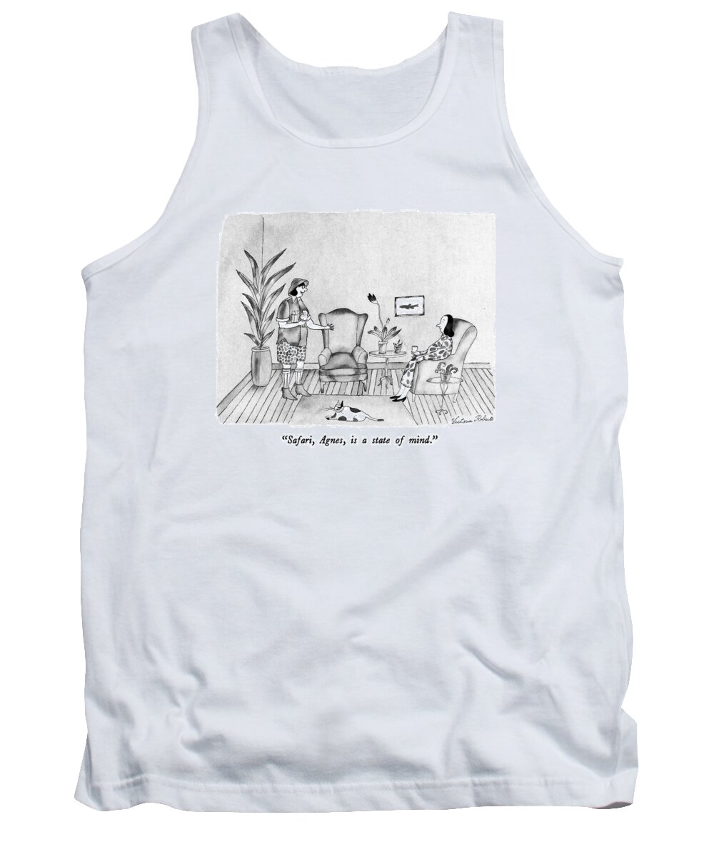 Travel Tank Top featuring the drawing Safari, Agnes, Is A State Of Mind by Victoria Roberts