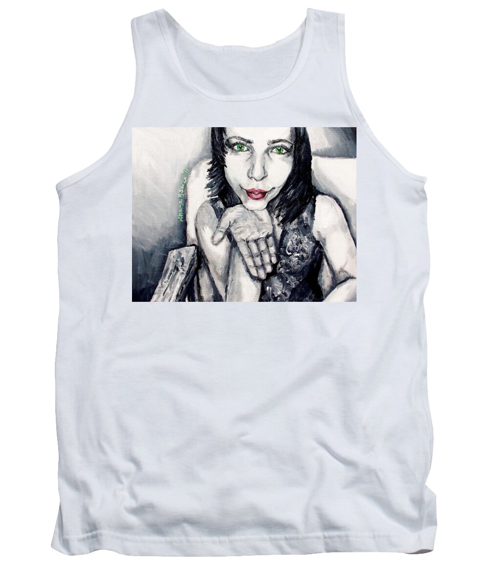 Green Eyes Tank Top featuring the painting Sage by Shana Rowe Jackson