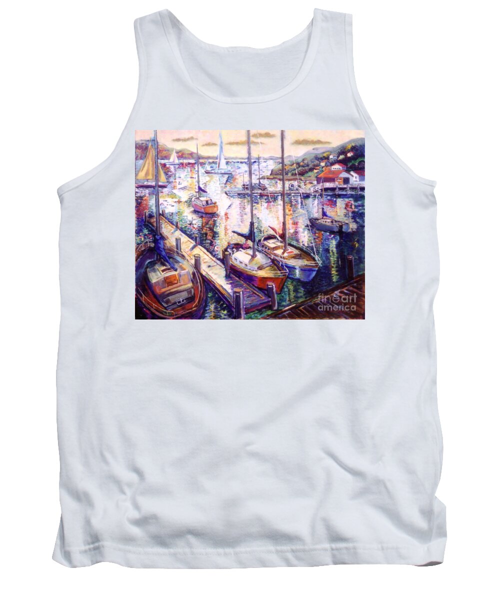 Sailboats Tank Top featuring the painting Sailboats by Stan Esson