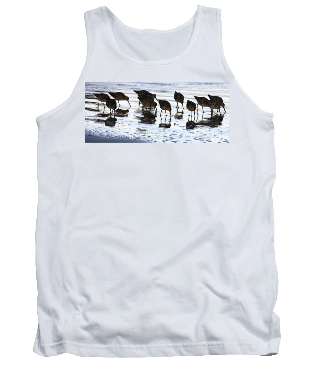 Sand Piper Tank Top featuring the photograph Sand Pipers Reflected by Josh Bryant