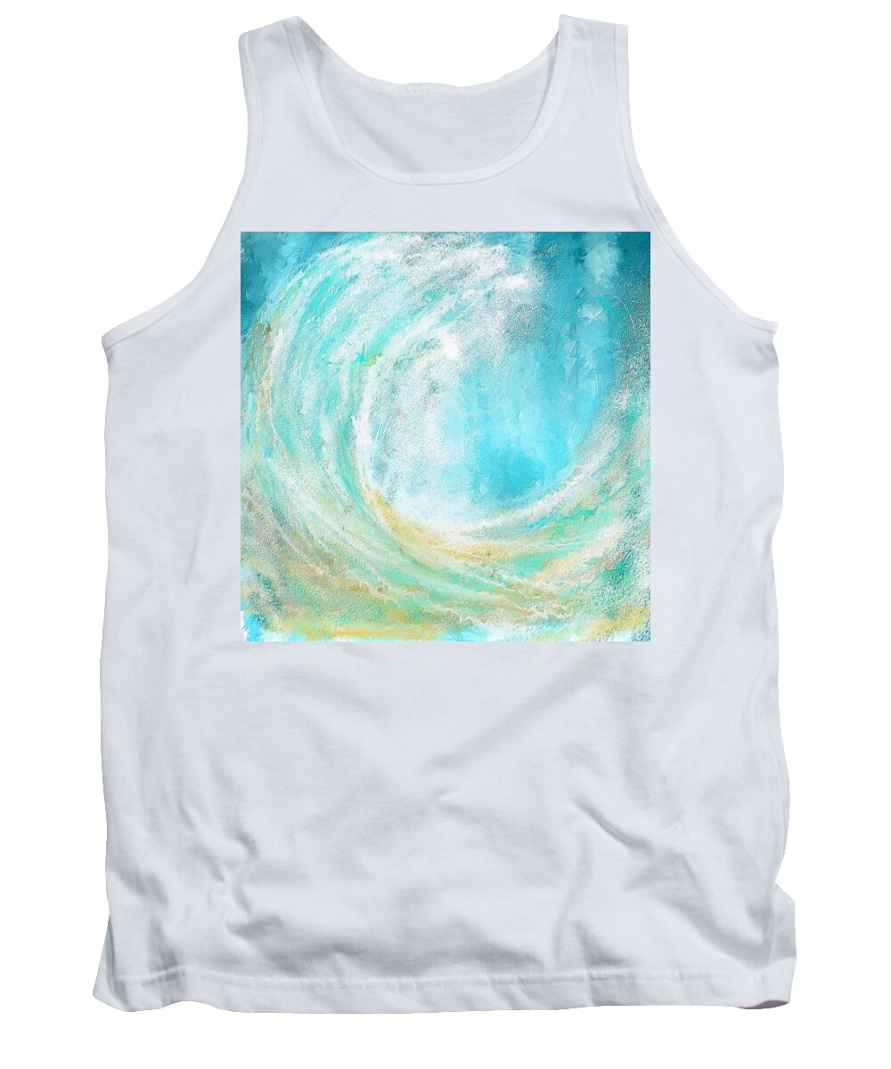 Seascapes Abstract Tank Top featuring the painting Seascapes Abstract Art - Mesmerized by Lourry Legarde