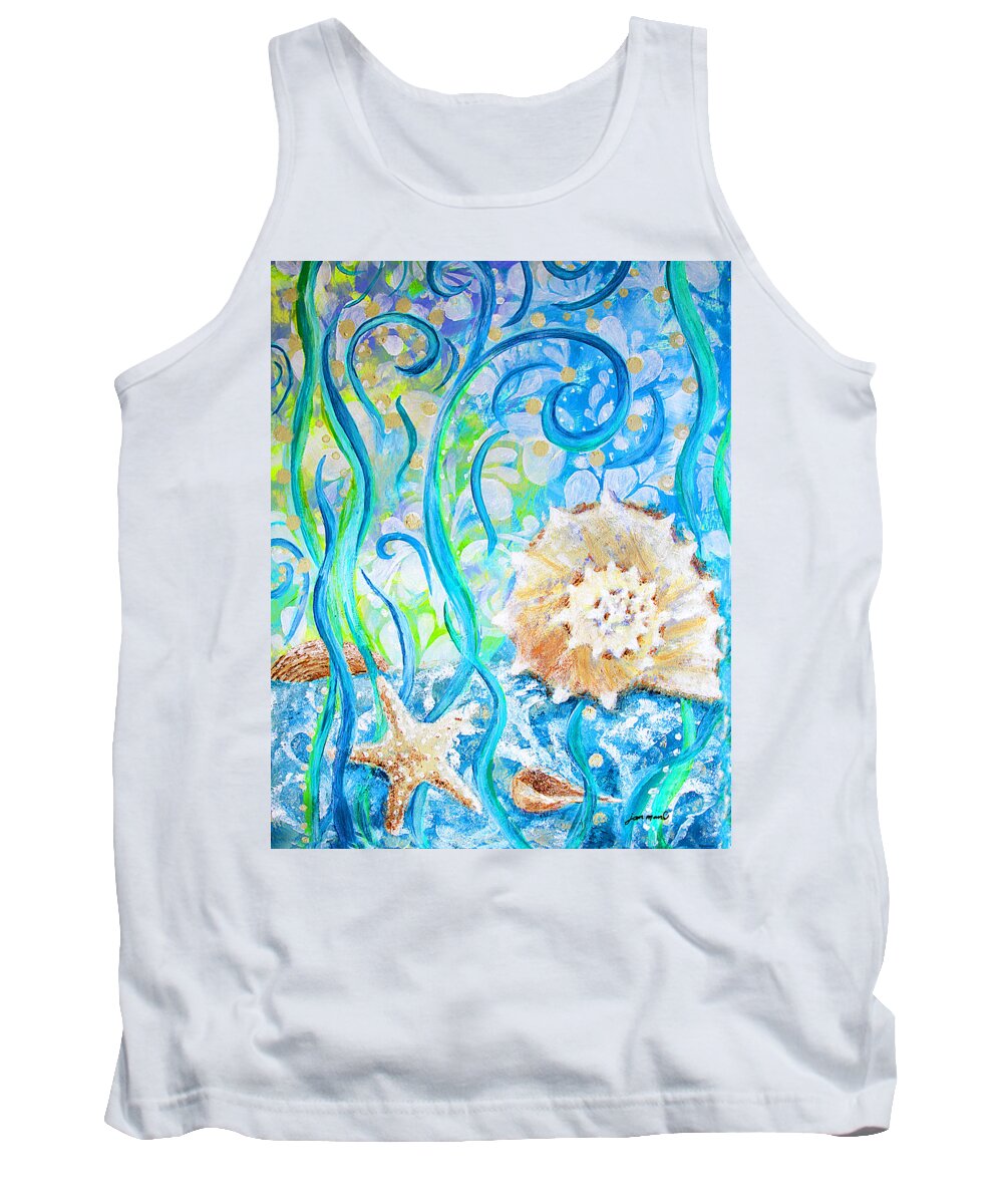 Seashells Tank Top featuring the painting Seashells by Jan Marvin by Jan Marvin