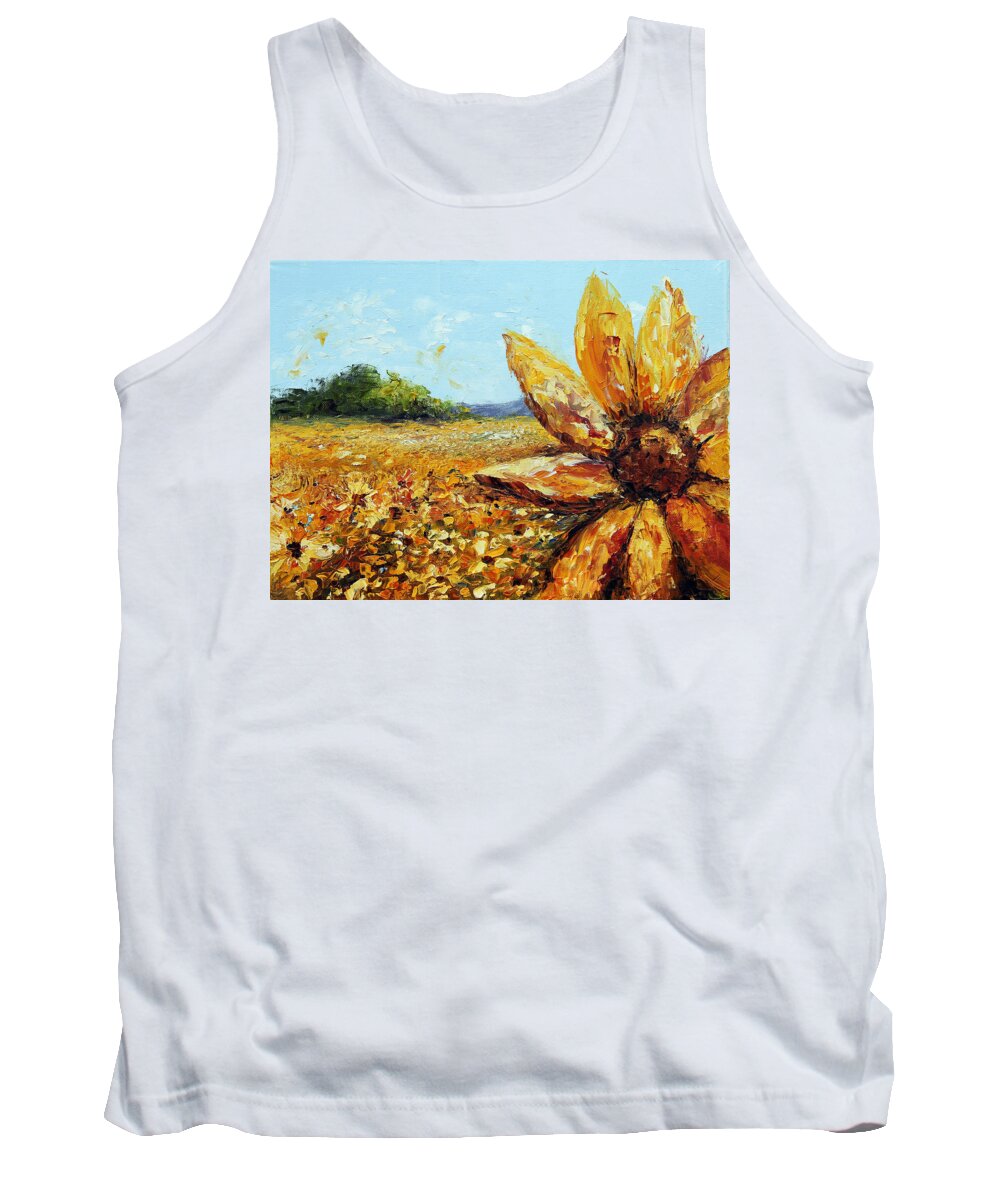 Sunflower Tank Top featuring the painting Seeing the Sun by Meaghan Troup