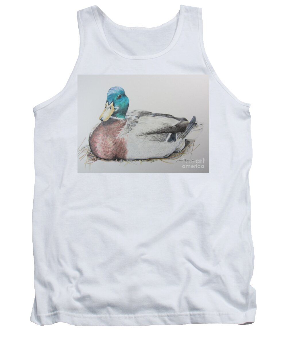 Mallard Tank Top featuring the drawing Sitting Duck by Laurianna Taylor