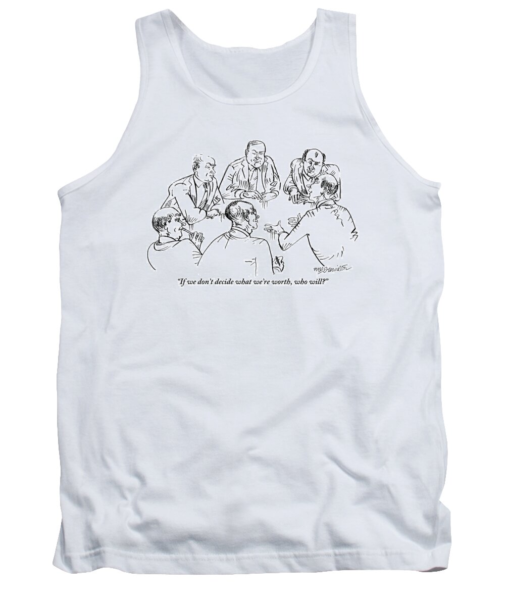Net Worth Tank Top featuring the drawing Six Men Sit At A Table Together by William Hamilton