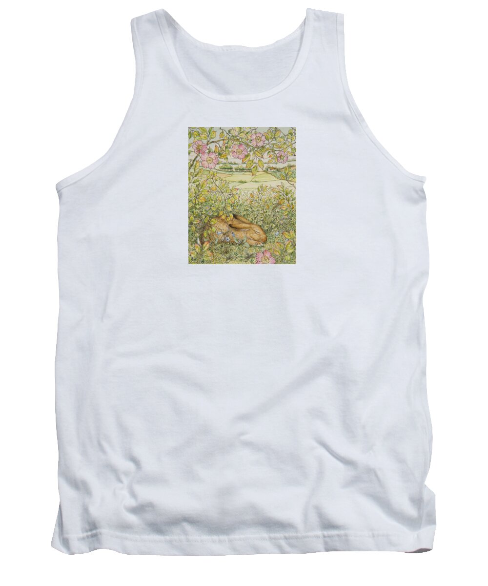 Rabbit Tank Top featuring the painting Sleepy Bunny by Lynn Bywaters