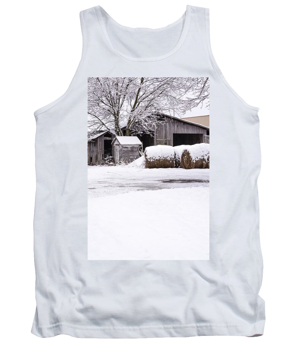 Farm Tank Top featuring the photograph Snow Covered Farm by Holden The Moment
