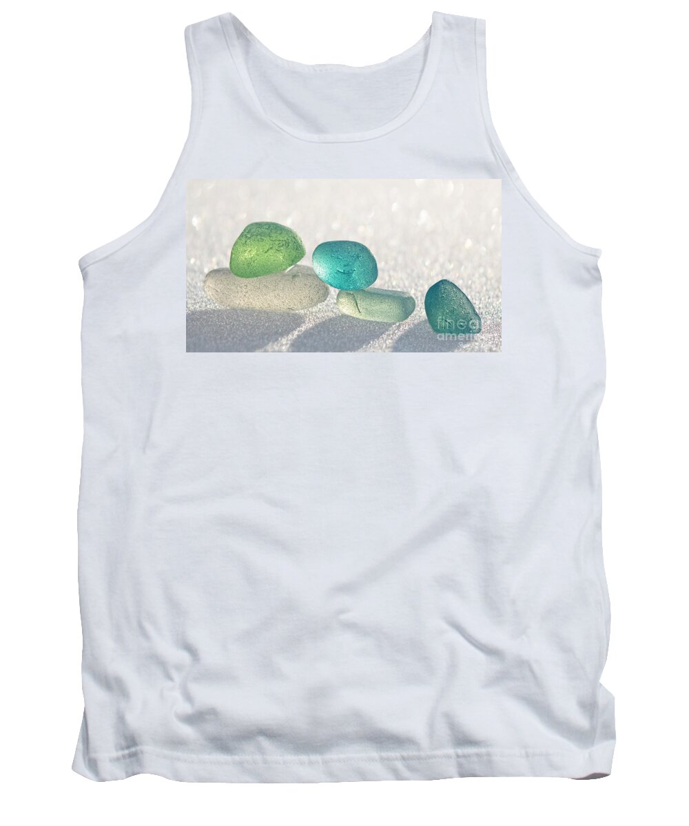Sea Glass Tank Top featuring the photograph Sparkling Sea Glass Friends by Barbara McMahon