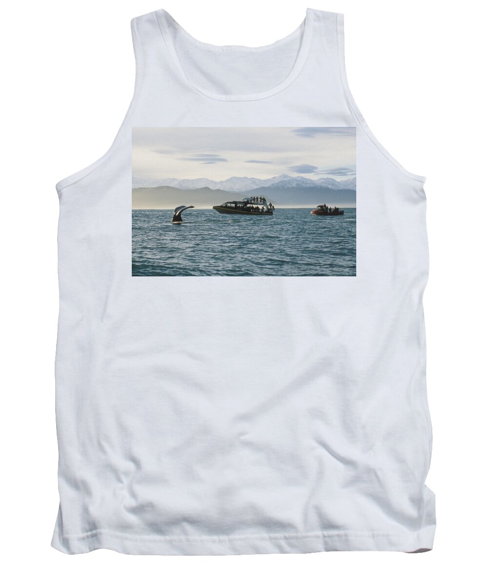 Feb0514 Tank Top featuring the photograph Sperm Whale Fluke And Tourists New by Flip Nicklin
