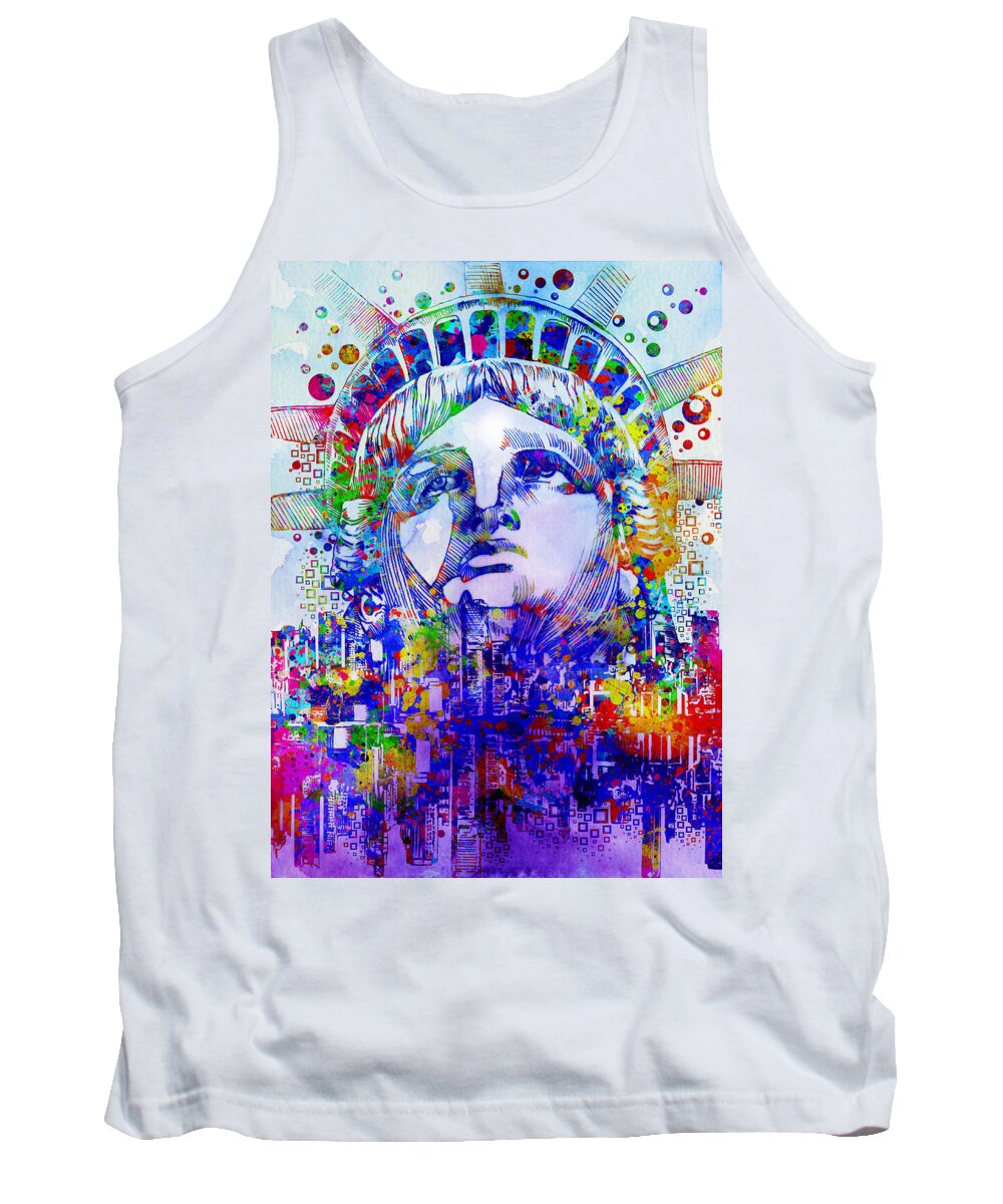 New York Tank Top featuring the painting Spirit Of The City 2 by Bekim M