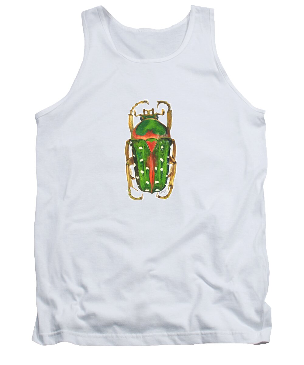 Stephanorrhina Guttata Tank Top featuring the painting Spotted Flour Beetle by Cindy Hitchcock